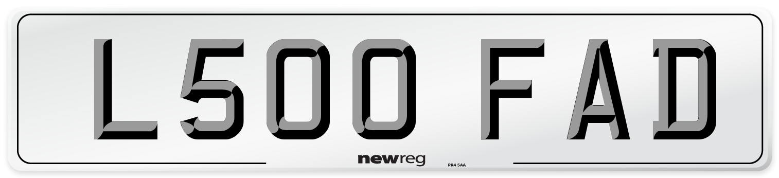 L500 FAD Number Plate from New Reg